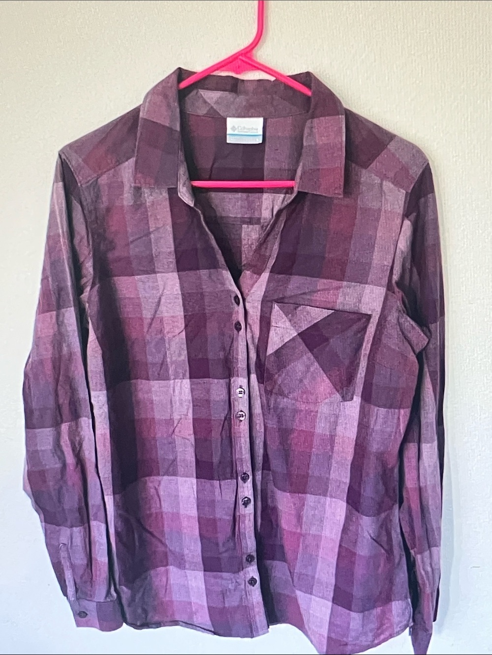 Columbia Purple Plaid Button Down Shirt - Mixed Purple Tones